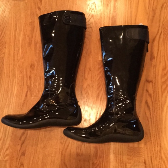 patent leather rain boots